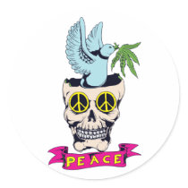 hippie retro peace skull vector art stickers
