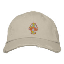 Hippie Stars Mushroom embroidered hats by silly_strings Hippie Stars Mushroom embroidered hats