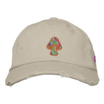 Hippie Striped Mushroom embroidered hats by silly_strings Hippie Striped Mushroom embroidered hats