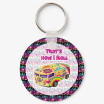 hippie van how i roll keychains
