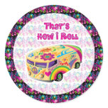 hippie van how i roll with groovy hearts stickers
