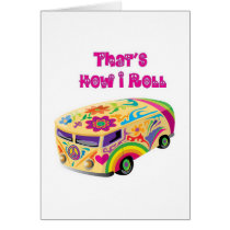 hippie van retro  how i roll card