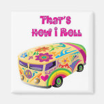 hippie van retro  how i roll magnet