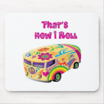 hippie van retro  how i roll mouse pad