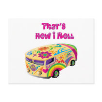 hippie van retro  how i roll postcard