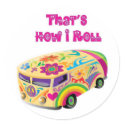 hippie van retro  how i roll stickers