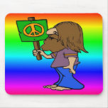 Hippie With Peace Sign mousepads