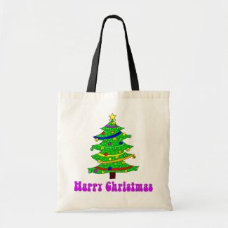 Hippie's Happy Christmas Tree Tote Bags