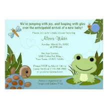 Hippity Frog Baby Shower Invitation turtle snail