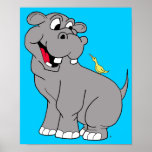 Hippo and Bird Poster posters