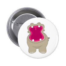 Hippo Big Mouth Pinback Button