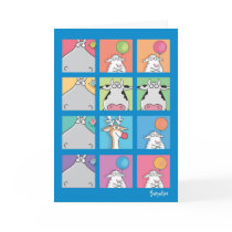 HIPPO BIRDIE FACES GREETING CARDS