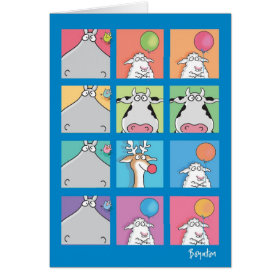 HIPPO BIRDIE FACES GREETING CARD