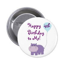 Hippo Birthday Button