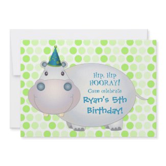 Hippo Birthday Party Invitation 