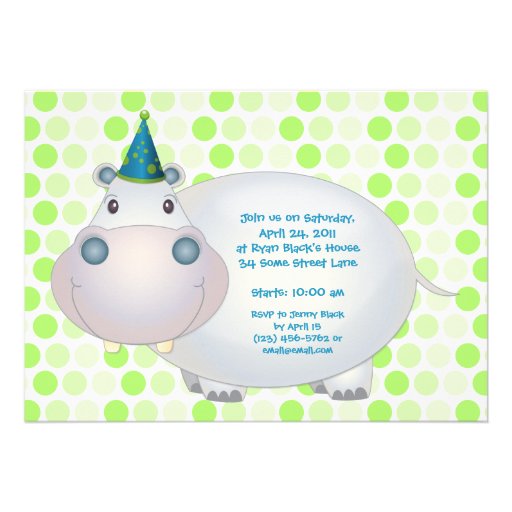 Hippo Birthday Party Invitation