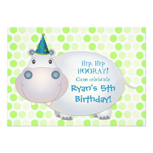 Hippo Birthday Party Invitation