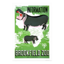Hippo Brookfield Zoo 1938 WPA posters