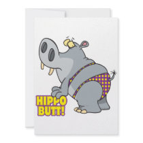 hippo butt bikini hippopotamus custom invite