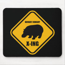 Hippo Crossing X-ing Sign Mousepad