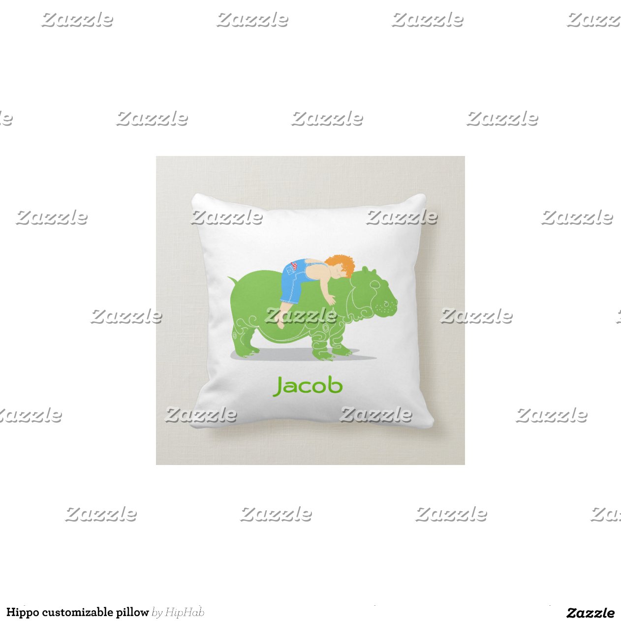 Hippo customizable pillow Zazzle