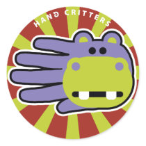 Hippo Hand Round Sticker