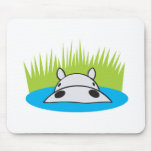 hippo hiding in water mouse mat