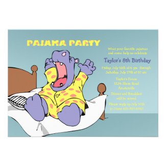 Hippo in Pajamas Invitation
