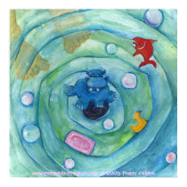 Hippo in the Bathtub posters by Sneaky_P_Illustratio Hippo in the Bathtub posters