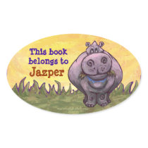 Hippo Library Bookplate Stickers