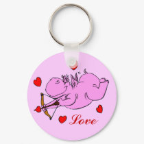 Hippo Love Keychain by elenaind Hippo Love Keychain