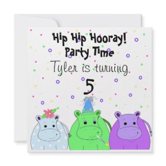 Hippo Party Invitation invitation