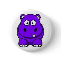 Hippo Purple Pinback Button