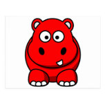 Hippo Red Postcard