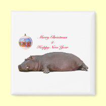 Hippo Seasons Greeting magnets by BlarneyCards Hippo Seasons Greeting magnets
