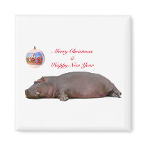 Hippo Seasons Greeting magnets
