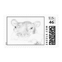 Hippo Sketch stamp