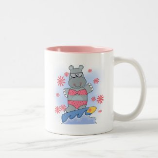 Hippo Surfing Tshirts and Gifts Mugs