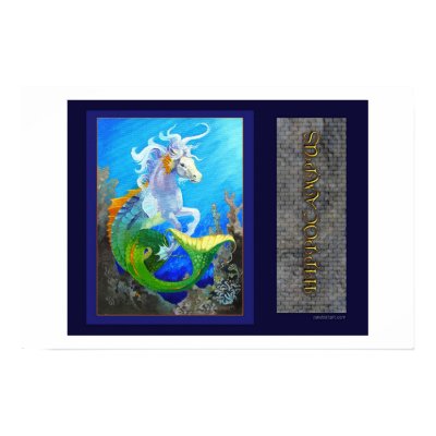 Hippocampus Sea Horse Dragon Print by pawtraitart