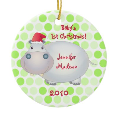 Hippopotamus Babys First Christmas Ornament