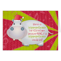 Hippopotamus Hippo Christmas Xmas Greeting Card