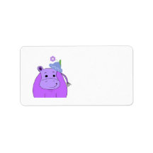 Hippopotamus with Hat and Flower Labels