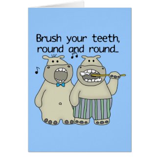 Hippos Brush Your Teeth Card
