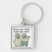 Hippos Brush Your Teeth Key Chains