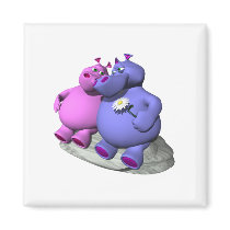 hippos in love fridge magnets