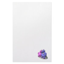 hippos in love stationery paper