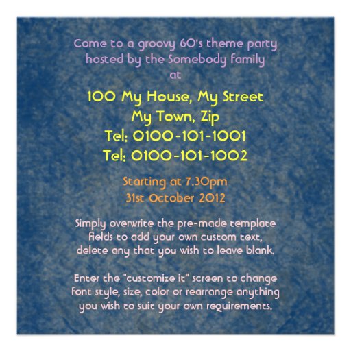 Hippy 60's Square Party Invitations