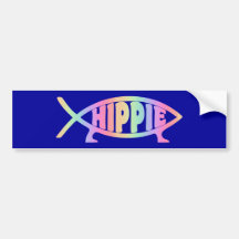 Hippy fish Rainbow Bumper Stickers