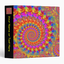 Hippy Fractal Pattern Pink Turquoise & Yellow Vinyl Binders