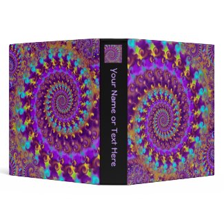 Hippy Fractal Pattern Purple Turquoise & Yellow binder